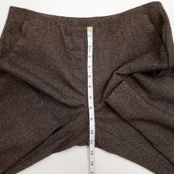 ANNE KLEIN Straight Leg Office Trouser in Chocolate Brown & Cream Wool Blend - Picture 6 of 16